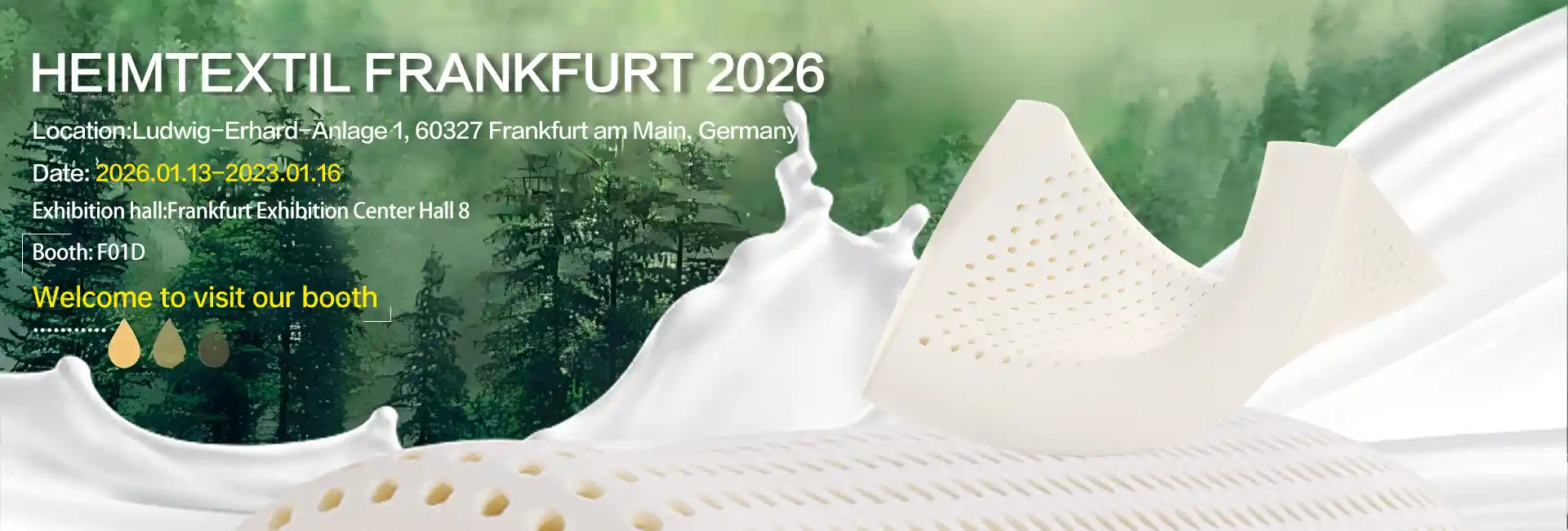 Prett fir 2026 International Home and Commercial Textile Fair? Besicht Jiasheng Latex bei F01D